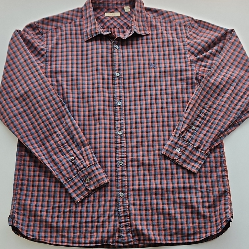 Burberry Brit Red and Blue Checkered Casual Button Down Shirt